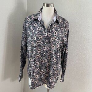 Chaps Womens Plus XXL No Iron Floral Button Up Shirt Long Sleeve Blouse Top‎
